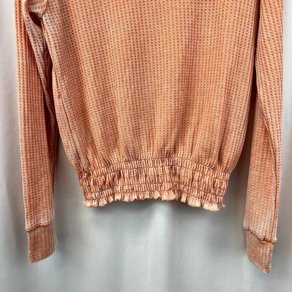 Vanilla Star Women’s Round Neck Long Sleeve Top Gathered Waist Coral Large - Picture 4 of 8